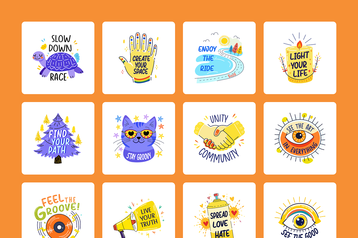 Hippie Stickers, an Emoji Icon by Brickclay (Photo 8 of 9)