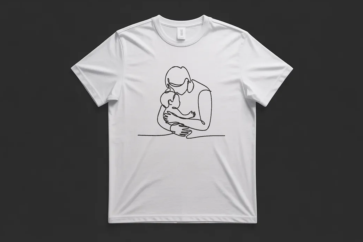 Father and Baby Hug Embroidery Line, an Illustration by Purpose Ekbal (Photo 3 of 3)