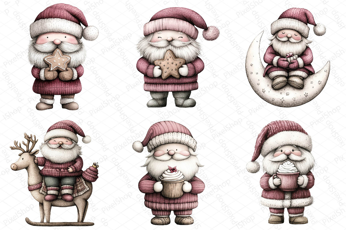 Christmas Whimsical Santa Clipart, an Illustration by DreamPrint404 (Photo 3 of 6)