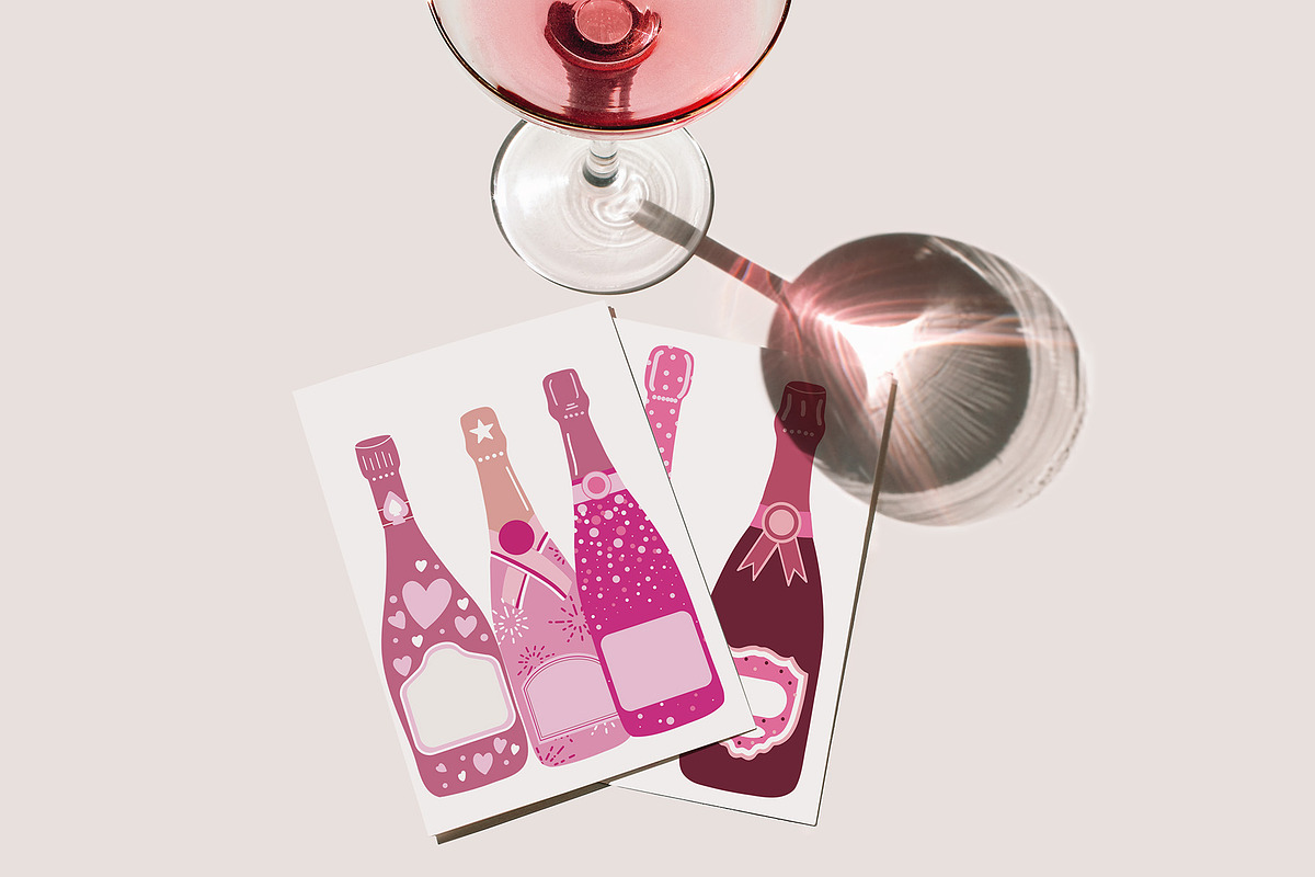 Pink Champagne Clipart, a Food Illustration by Teresa Art Store (Photo 2 of 9)