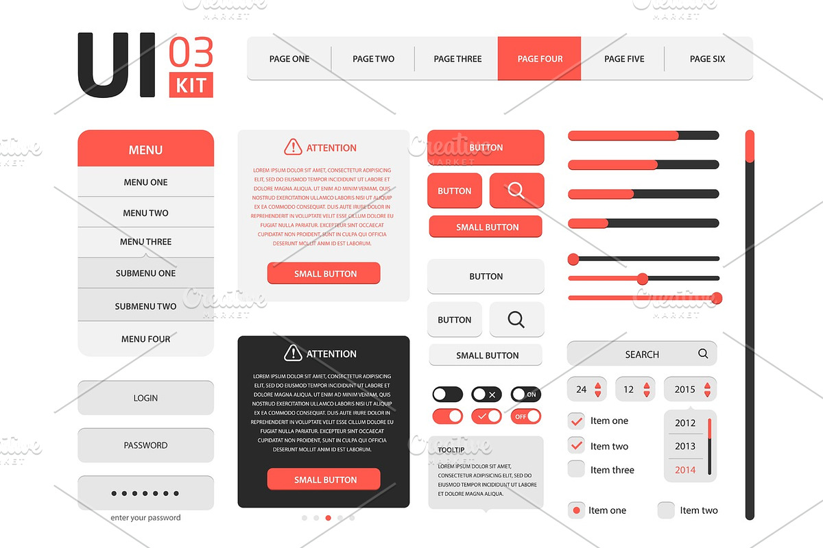 Vector UI template, an UI Kit Template by ToozDesign