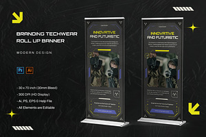 Branding Techwear - Roll Up Banner, a Print Template by StreaksideStd