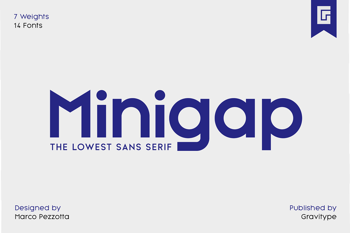 Minigap - Low Geometric Sans Font, a Sans Serif Font by Gravitype (Photo 1 of 15)