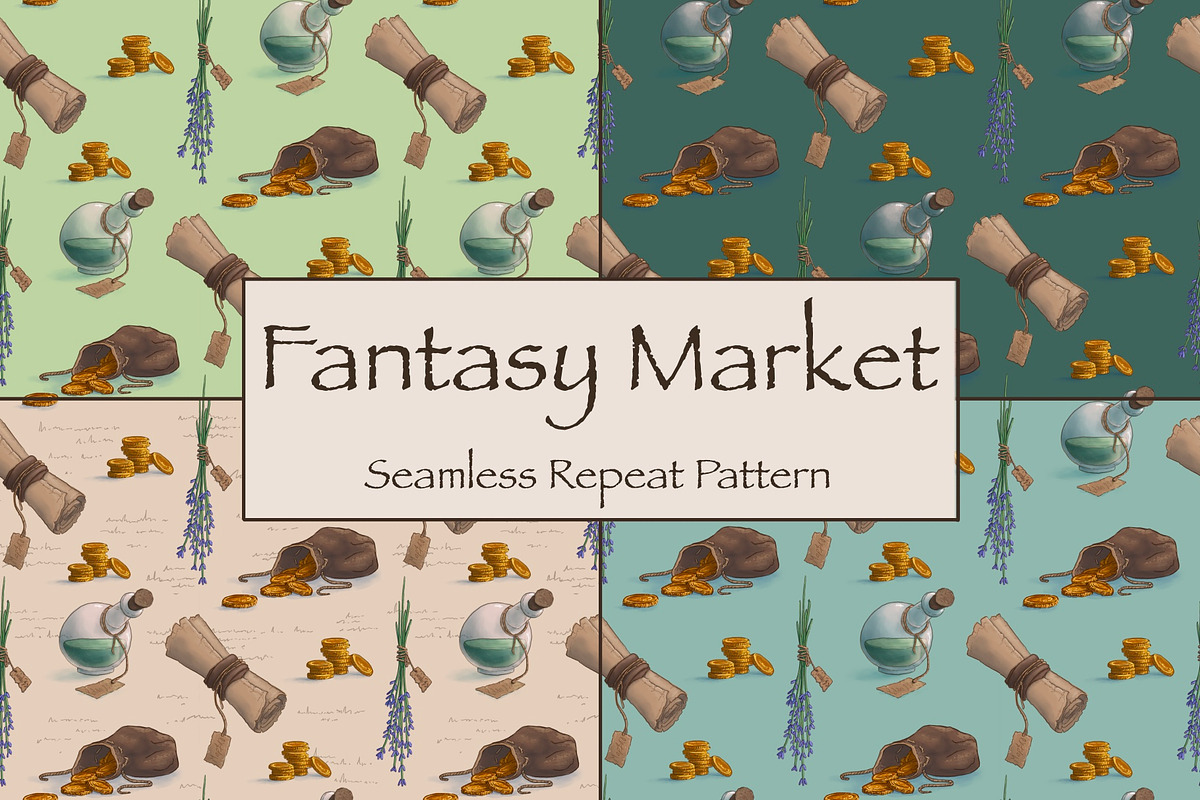 Fantasy Market Repeat Pattern, a Pattern Graphic by Forest Lily (Photo 1 of 11)