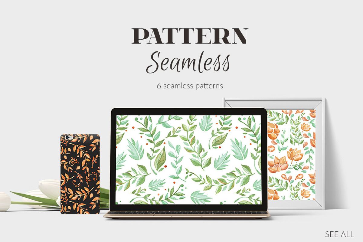 Golden leaves.Watercolor elements., a Texture Illustration by Dasha Efremova (Photo 4 of 6)
