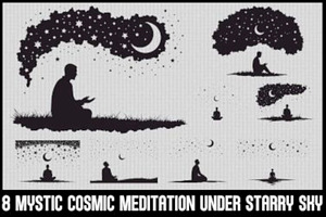 Cosmic Yoga Silhouettes Set, an Illustration by BIPLOB EXPERT