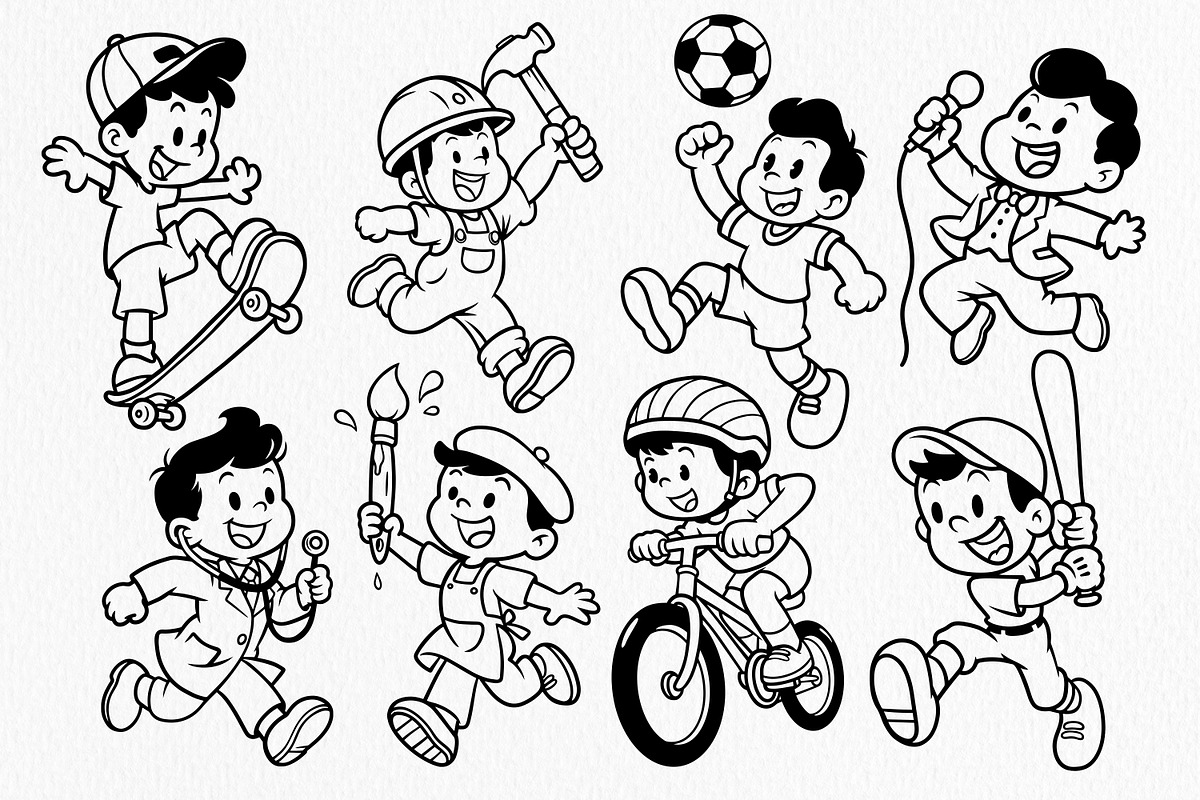 Kids Activities Line Art, a Person Illustration by Tekuni (Photo 4 of 7)