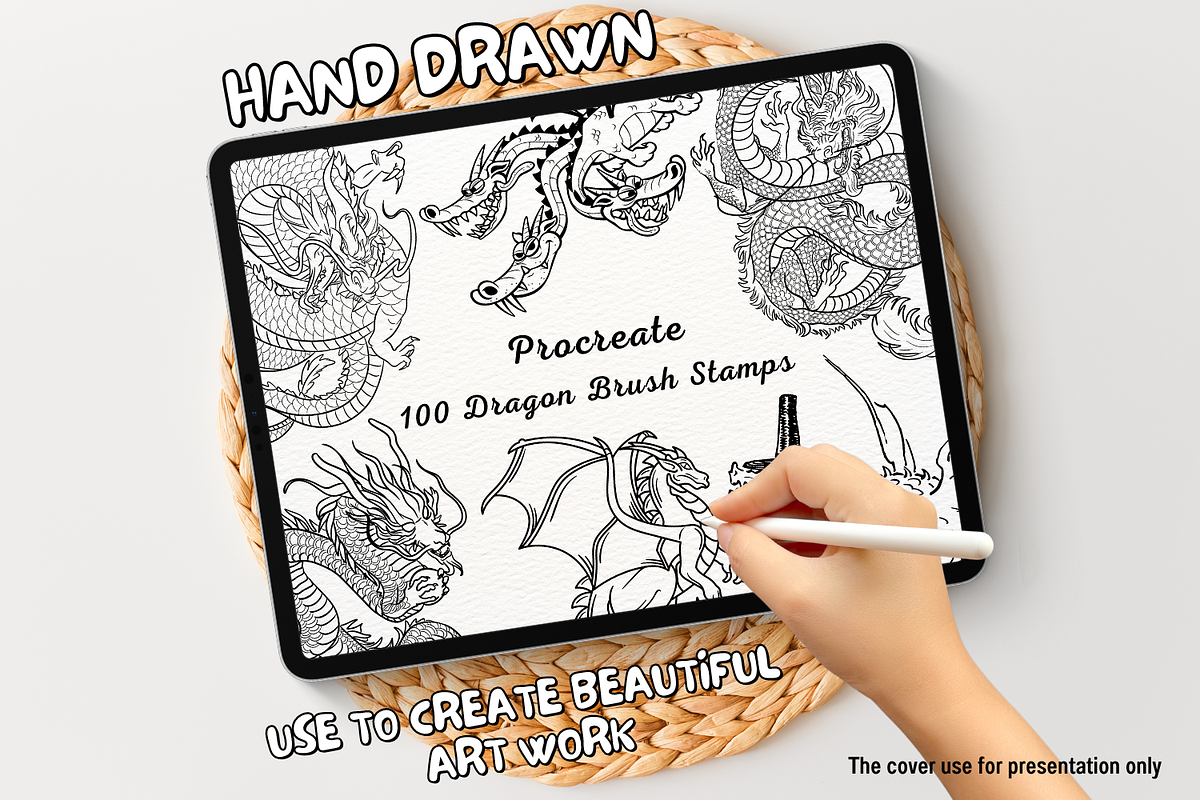 100 Dragon Procreate Stamps, a Brush Add-On by Painter Creative Books (Photo 1 of 9)