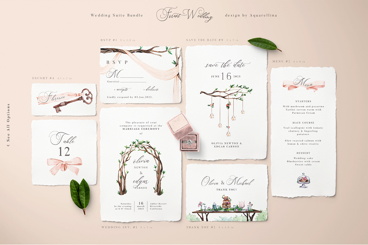 Forest Wedding Suite BUNDLE, an Invitation Template by Aquarellina (Photo 3 of 17)