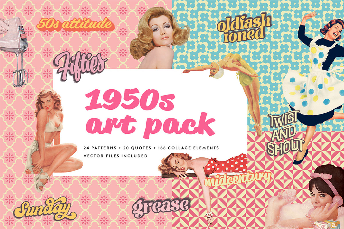 1950s Collage Art Pack, a Background Graphic by Pulpixel Design (Photo 1 of 14)