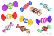 10 hand painted watercolor candies, a Decorative Illustration by Sunshine Art Shop (Thumbnail 2 of 4)