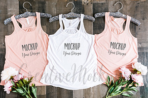 White and Peach Tank Top Mockup