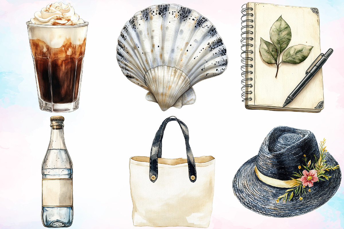Watercolor Hello Summer Clipart PNG, a Seasonal Illustration by Canvas Craft (Photo 2 of 4)