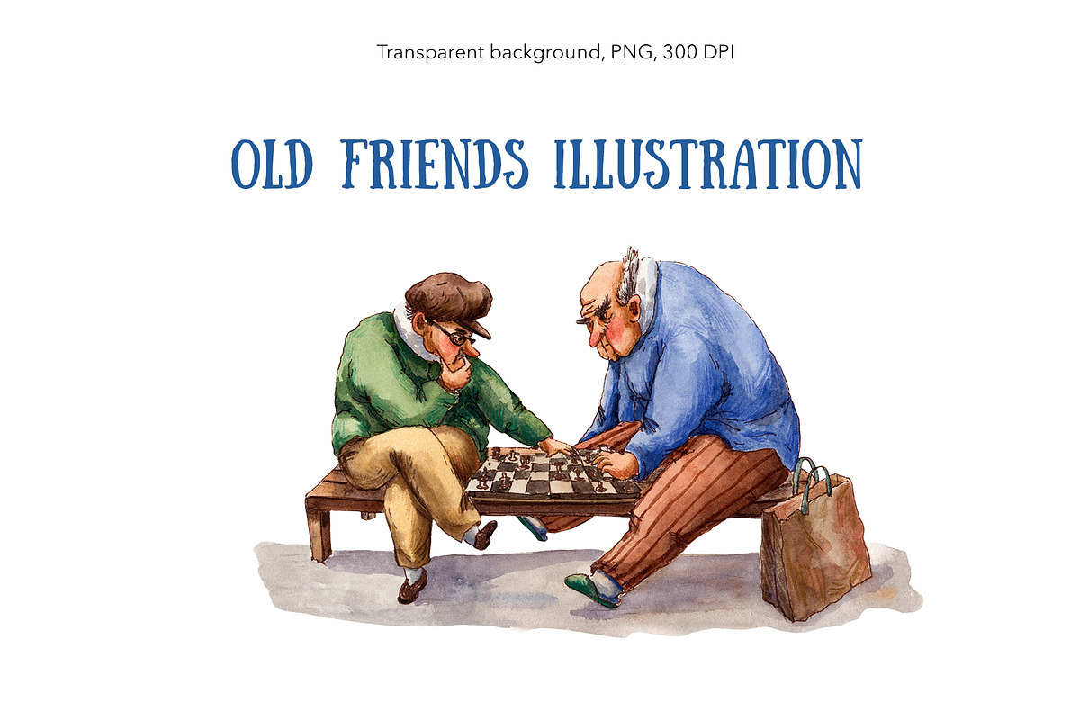 Happy Old Age - Watercolor Set, a Person Illustration by Mashamashastu (Photo 3 of 13)