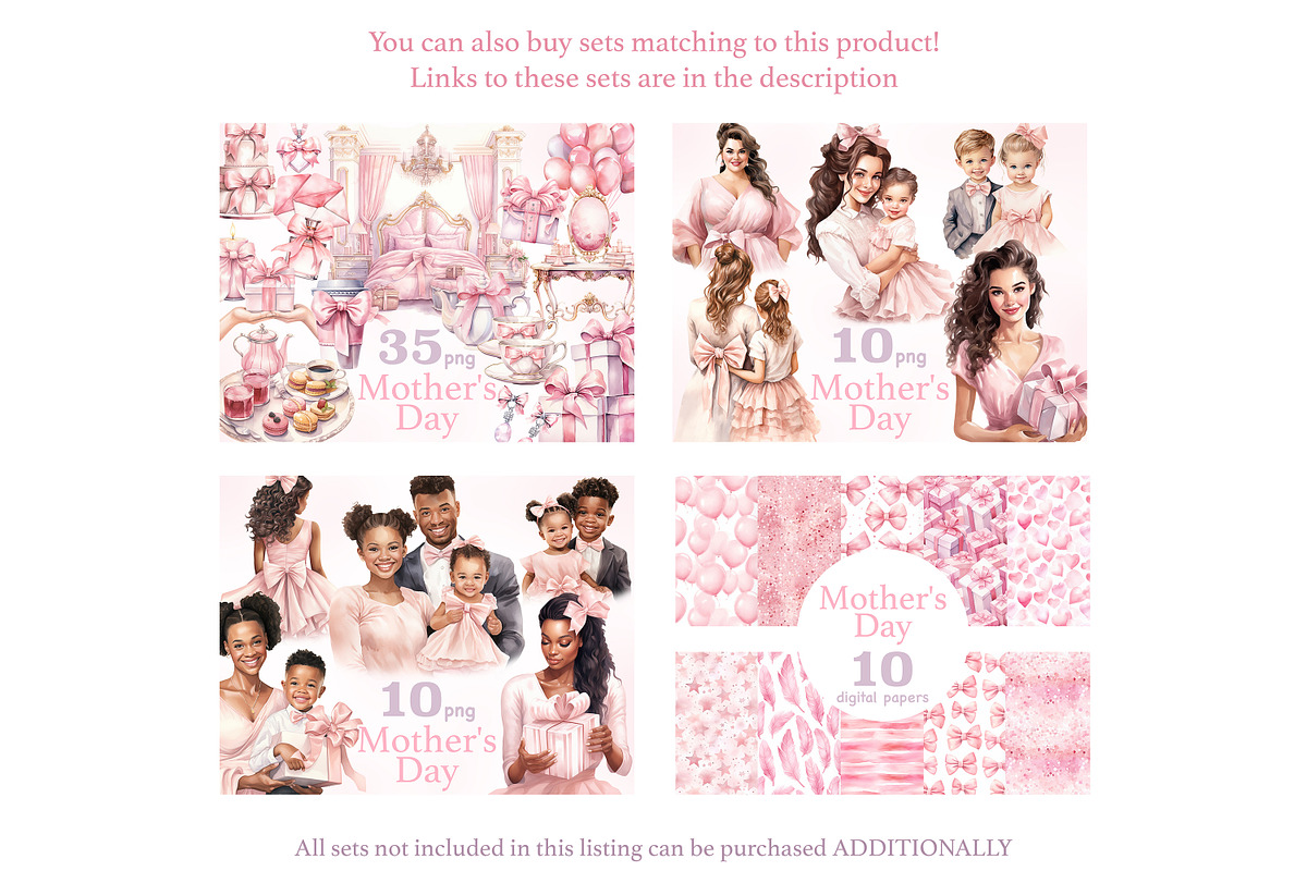 Mothers Day Clipart Bundle, a Seasonal Illustration by GlamArtZhanna (Photo 2 of 6)