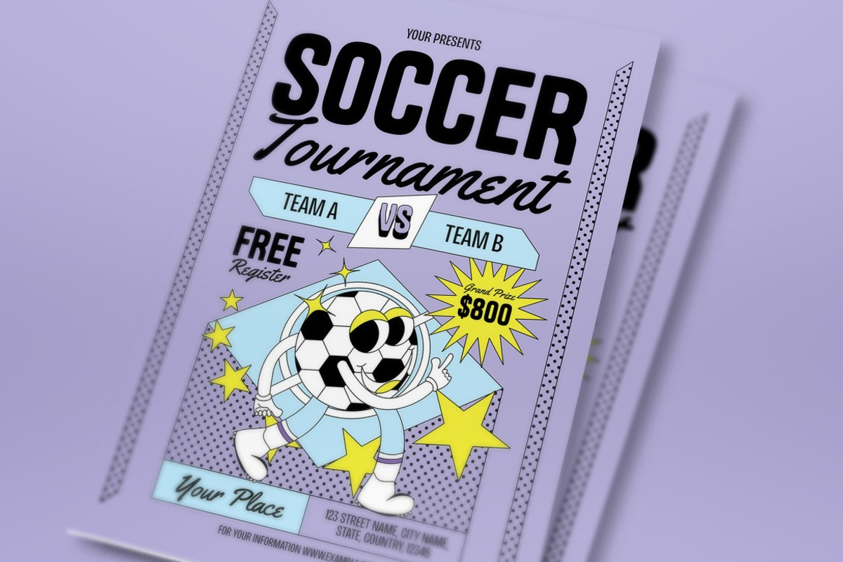 Purple Soccer Tournament Flyer Set, a Flyer Template by graphicook (Photo 2 of 3)