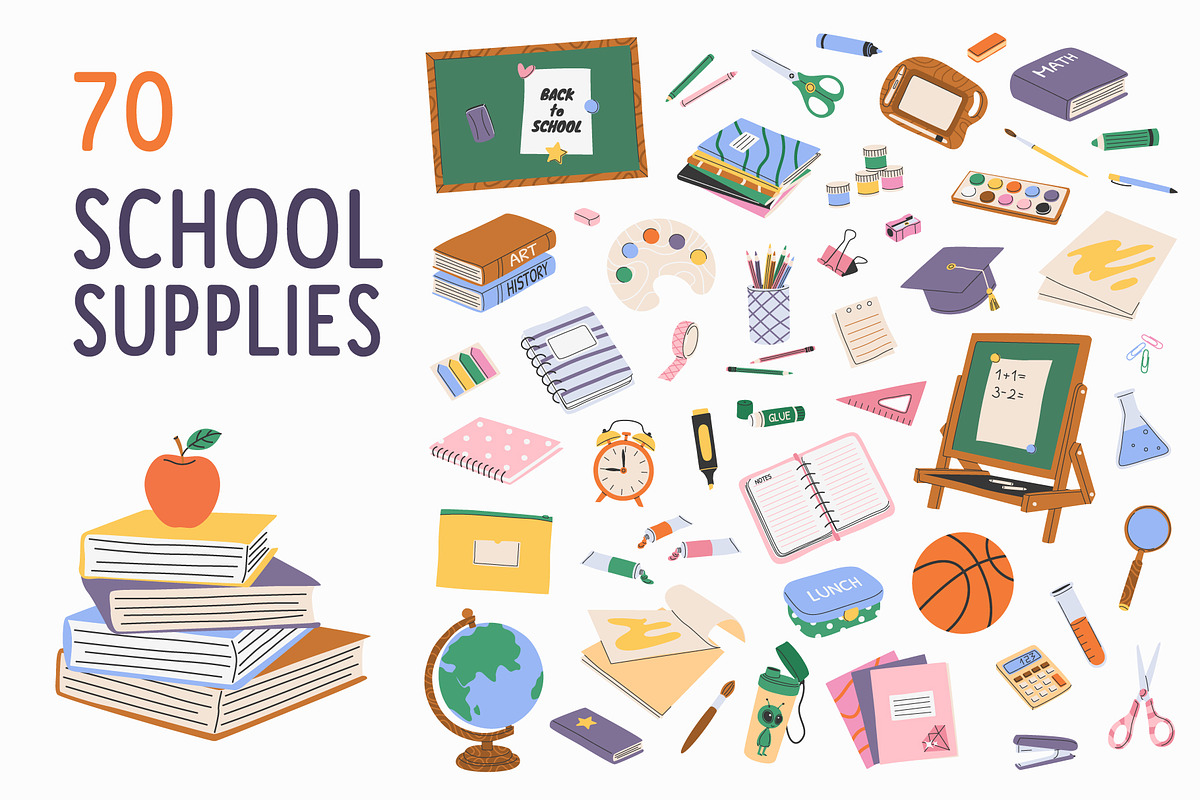 100+ School Supplies Clipart Kit, an Education Illustration by IuliiaSavko (Photo 6 of 8)