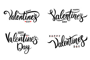 Set Of Happy Valentine's Day Card.