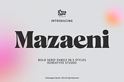 Mazaeni - Bold Serif 5 Font Family, a Serif Font by Kereatype (Thumbnail 1 of 16)