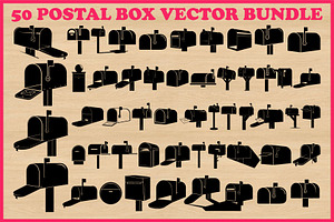 50 Mailbox Postal Box Vector Bundle, an Illustration by yasushie