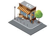 Isometric coffee shop storefront, an Object Illustration by Golden Sikorka (Thumbnail 3 of 3)