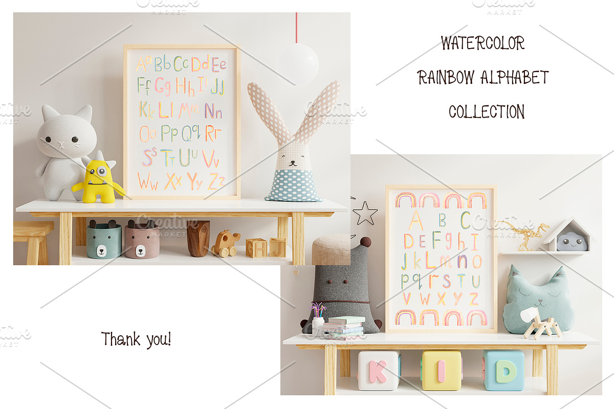 Watercolor Rainbow Alphabet Set, an Education Illustration by MayaNavits (Photo 7 of 7)