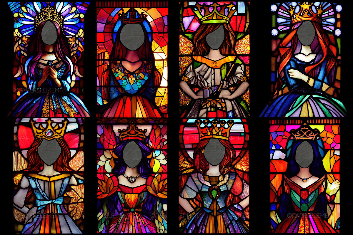 Stained Glass Princess Dress Overlay, an Illustration by Paper Element (Photo 3 of 6)