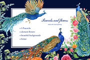 Peacocks and flowers/watercolor, an Illustration by MitrushovaArt (Thumbnail 1 of 7)