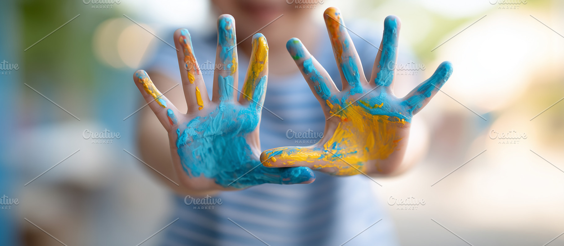 Child showing hands covered in color, a Person Photo by MistyDay