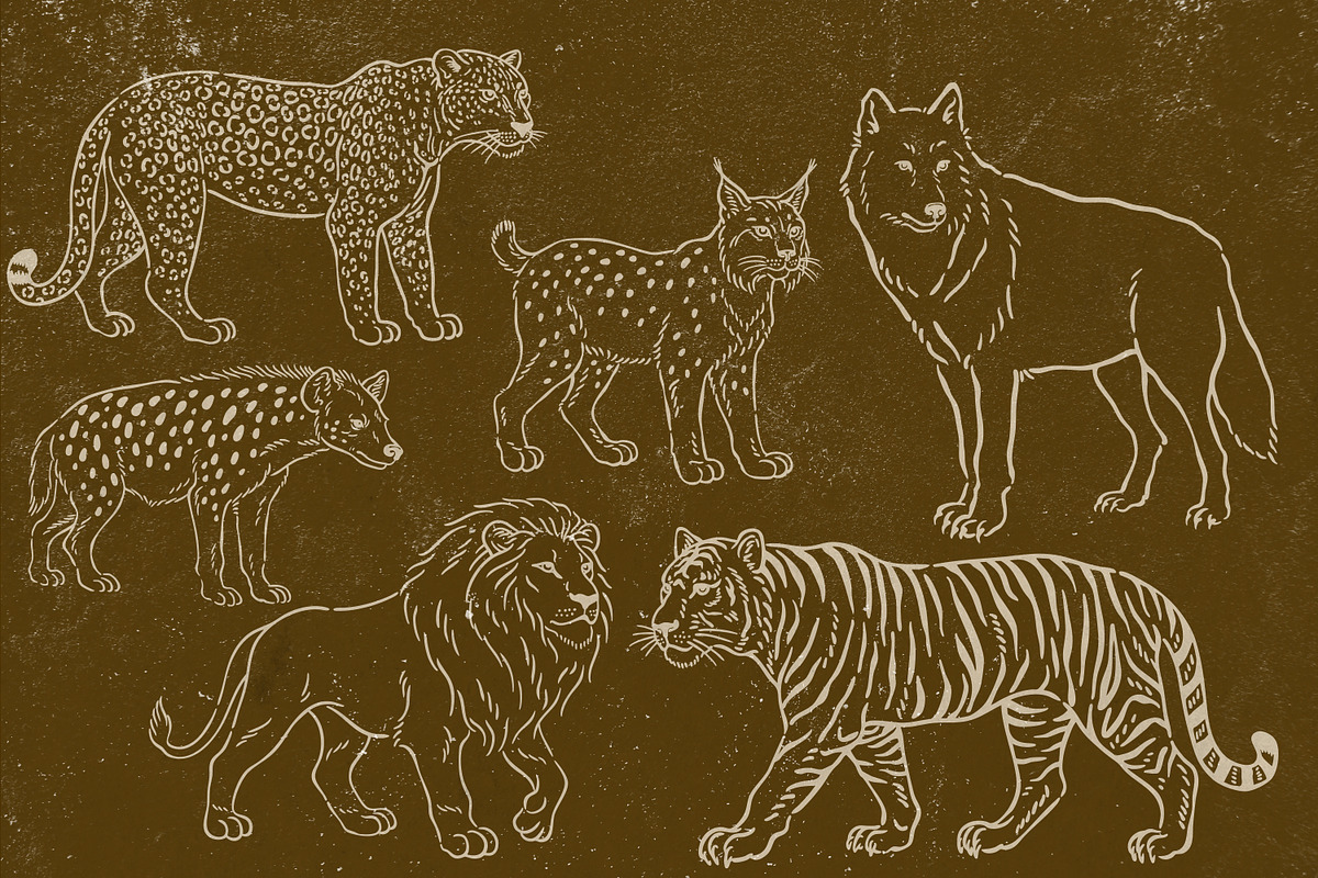 Wild Animals Line Art, an Animal Illustration by Tekuni (Photo 7 of 12)