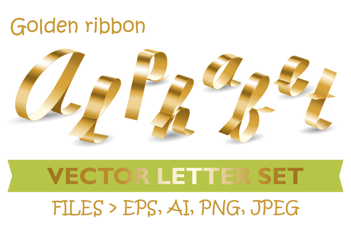 Golden ribbon Alphabet, an Object Graphic by Pattern Cube