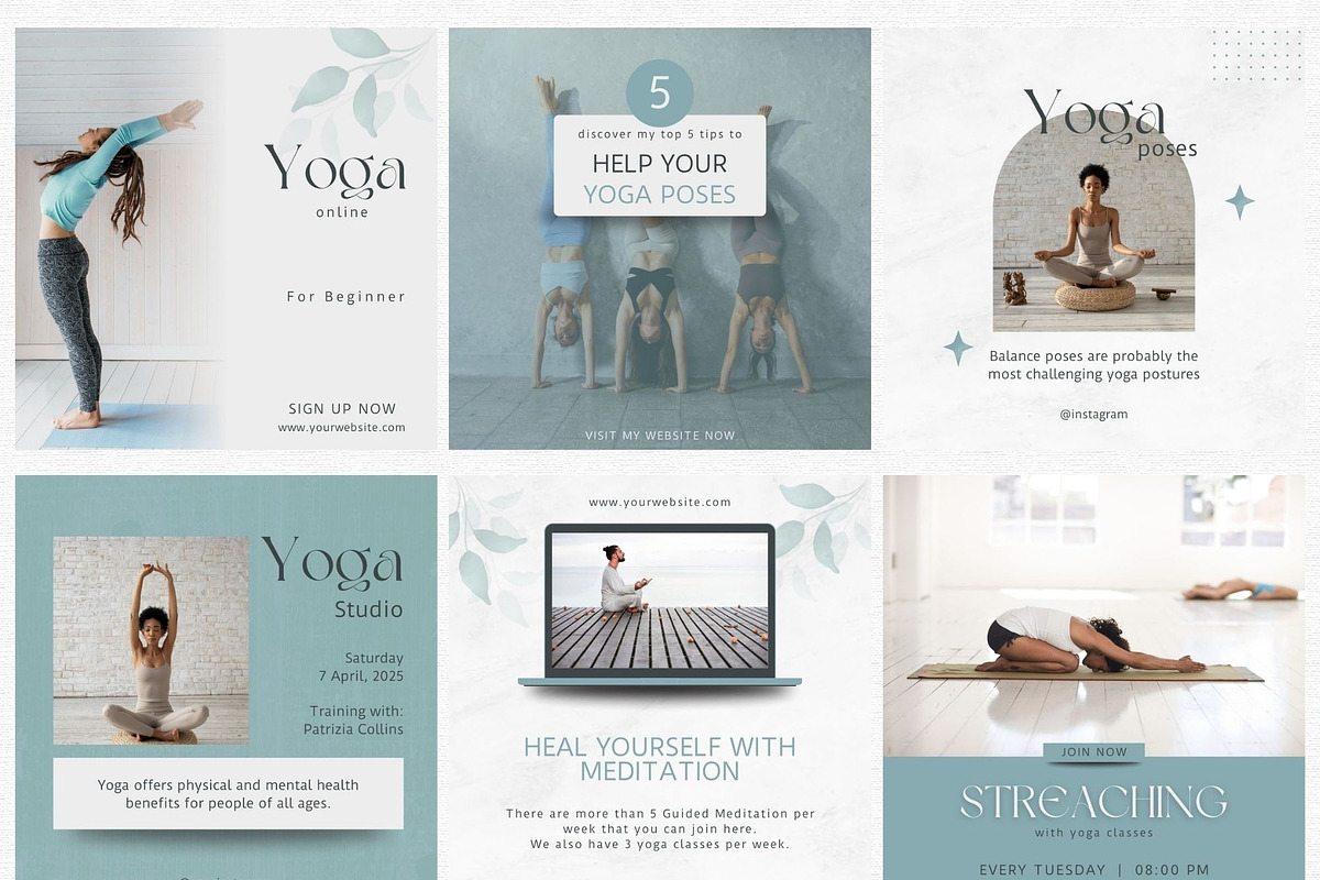 50 Yoga Canva Templates Posts, a Social Media Template by Talipic Designs (Photo 2 of 4)