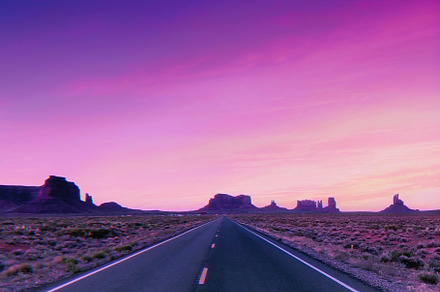 Pink sunset at Monument Valley