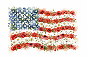 American flag made of flowers Design, a Decorative Illustration by VetalStock (Thumbnail 2 of 3)