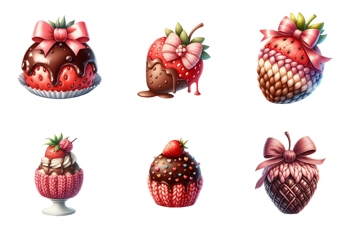 Crochet Valentine Strawberry Bow PNG, an Illustration by SinaCreation (Photo 3 of 11)