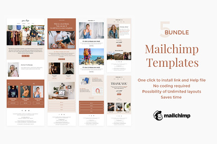 5 Mailchimp Email Templates, an Email Template by Kala and Hansuja Studio