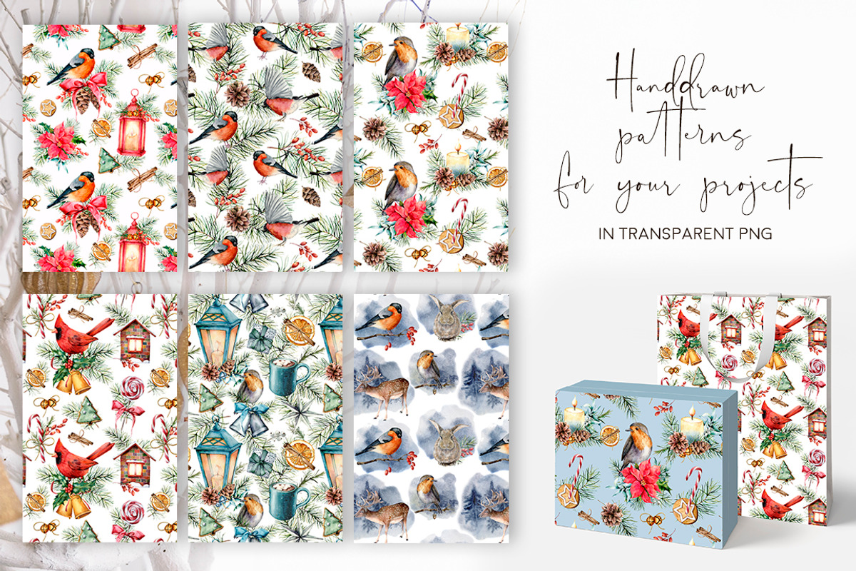 Elegant Christmas patterns bundle, a Seasonal Illustration by Yuliya Derbisheva (Photo 3 of 10)