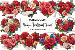 Vintage Floral Heart Clipart Sublima, an Illustration by DreamArtGraphic