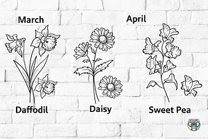 Birth Month Flowers Svg Bundle