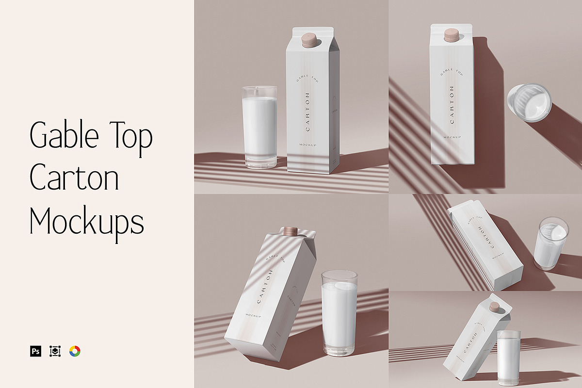 Gable Top Carton Mockups, a Packaging Mockup by DesignNeutrons (Photo 1 of 7)