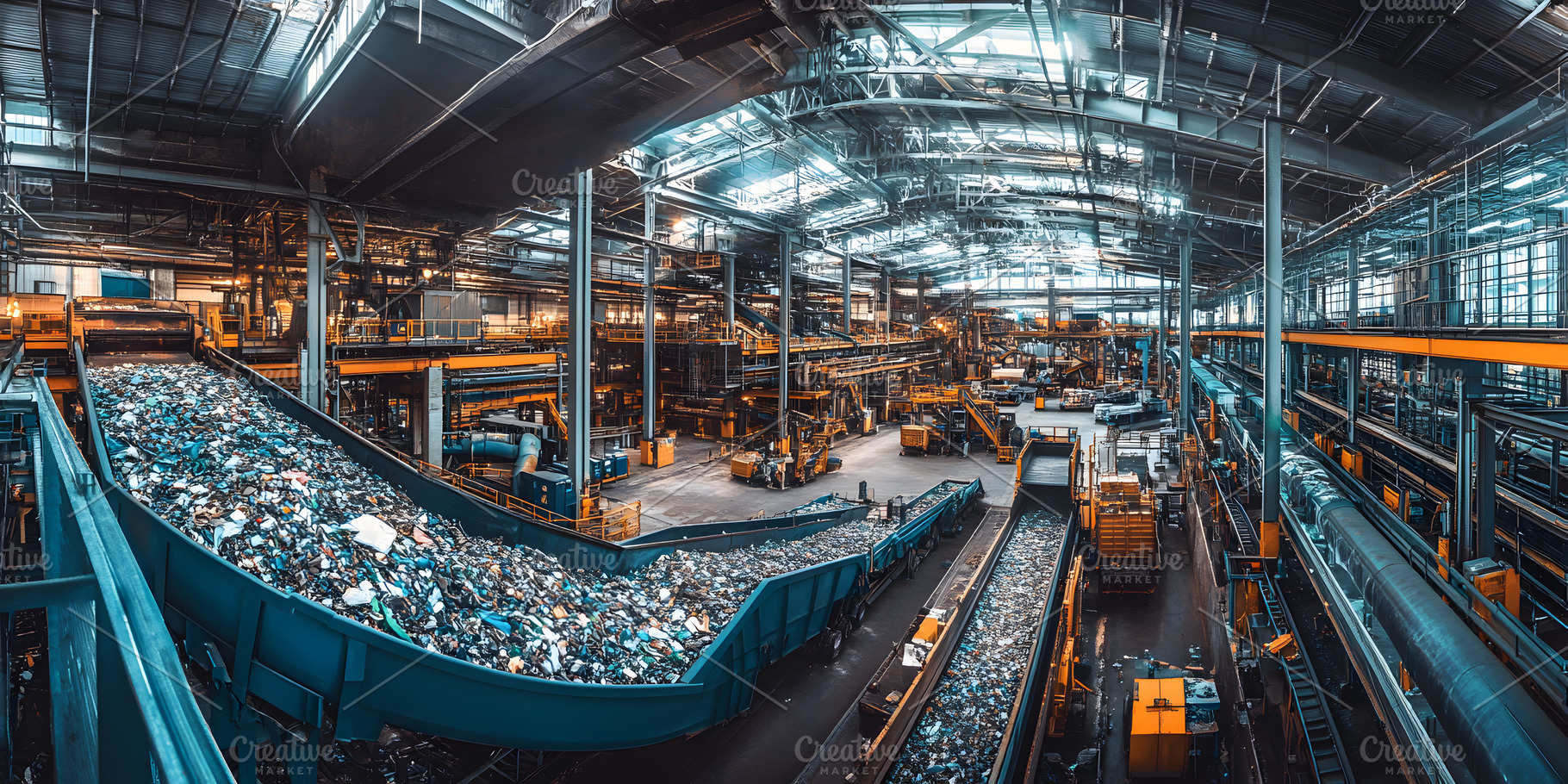 Plastic recycling conveyor system in, an Industrial Photo by Photostock
