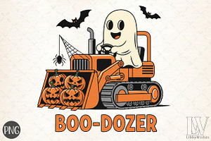 Boo Dozer Ghost Png, Boys Fall Hallo, an Illustration by Libby Wishes