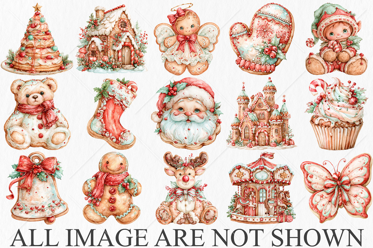 Christmas Cookie Clipart PNG Bundle, a Seasonal Illustration by Canvas Craft (Photo 3 of 10)