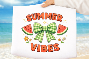 Watermelon Coquette Bow Summer Vibes, an Illustration by DreamArtGraphic