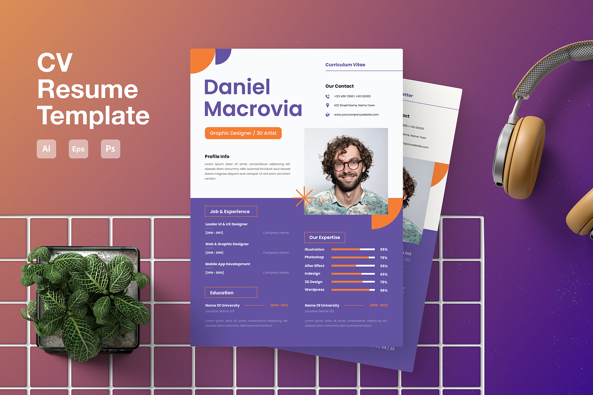 Geometric CV Resume, a Resume Template by Annora Studio (Photo 1 of 5)