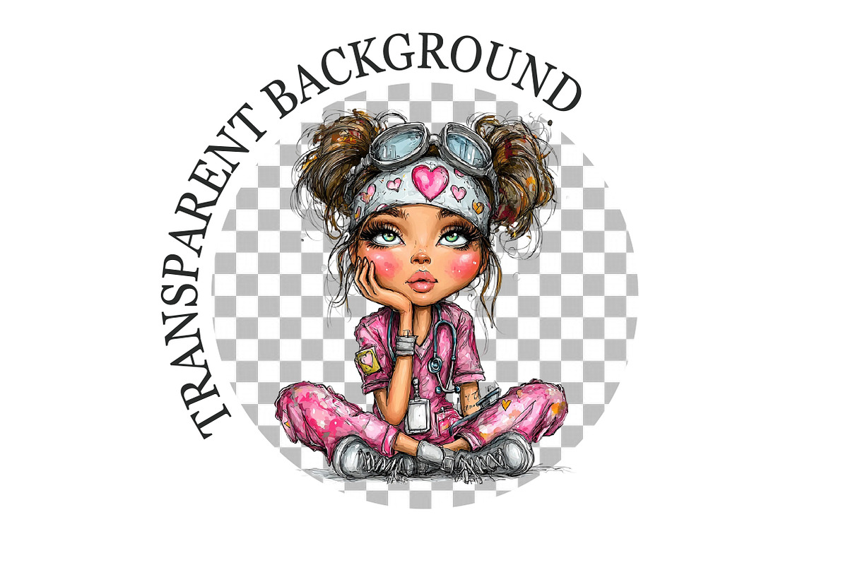 Whimsical Valentine Nurse Girls Clip, a Seasonal Illustration by Rose Art (Photo 6 of 7)