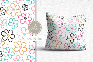 Cute Seamless Pattern Flower And Dot, a Pattern Graphic by lindoet23