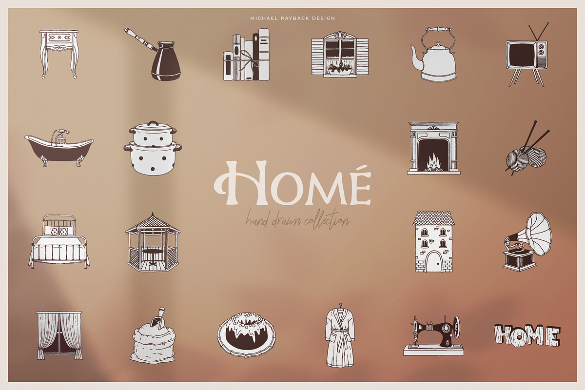100 Hand Drawn Elements -Home-, a Decorative Illustration by Michael Rayback Design (Photo 1 of 3)
