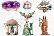 Art Nouveau Celestial Voyagers PNG, a Decorative Illustration by ThatsDesignArt (Thumbnail 4 of 10)