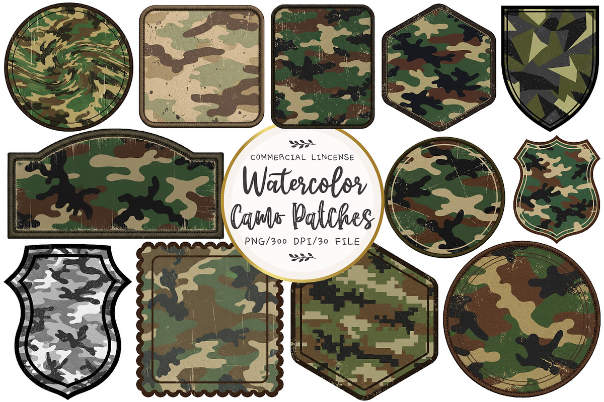 Camo Patches Sublimation Bundle, an Illustration by OK Design (Photo 1 of 5)